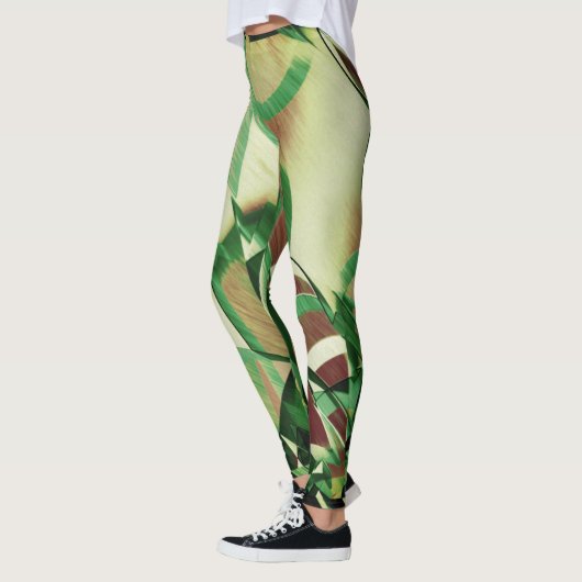 Leggings Raies vertes sur image brune et percée (Gauche)