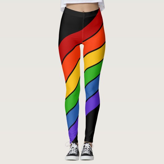 Leggings Rainbow Black Diagonal FIDE strié (Devant)