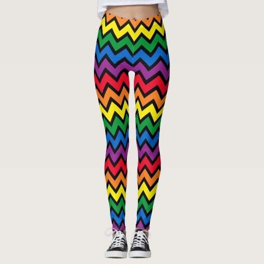 Leggings Rainbow Chevron noir (Devant)