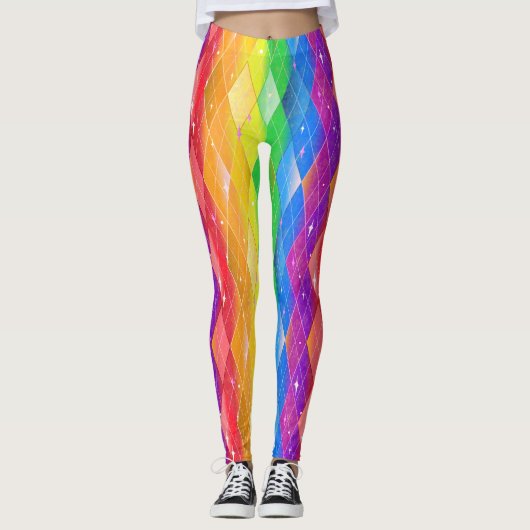 Leggings Rainbow Diamond Pride Jacquard Sparkle Arlequin (Devant)