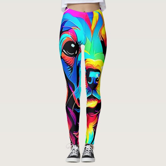 Leggings Rainbow Dog Portrait Art (Devant)