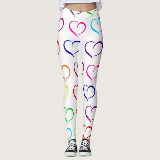 Leggings Rainbow Heart Print, Saint-Valentin (Devant)