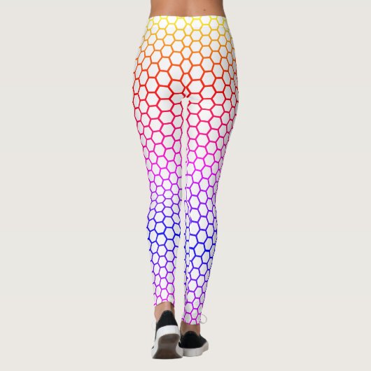 Leggings Rainbow Honeycomb Grid Motif (Dos)