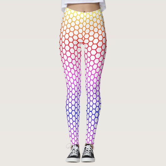 Leggings Rainbow Honeycomb Grid Motif (Devant)