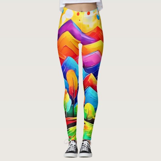 Leggings Rainbow Mountains Paysage Abstrait (Devant)