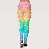 Leggings Rainbow Pastel Mermaid Scales Seamless Pattern (Dos)