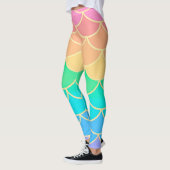 Leggings Rainbow Pastel Mermaid Scales Seamless Pattern (Gauche)