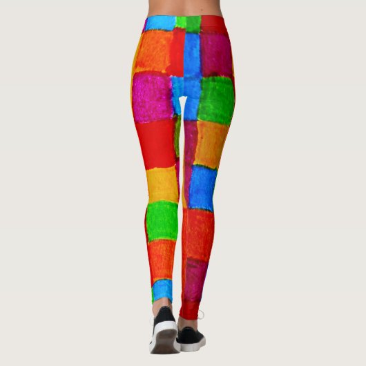 Leggings Rainbow Patchwork Quilt art moderne abstrait (Dos)