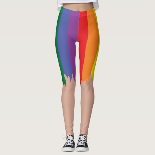 Leggings Rainbow Pride exécution peinture nouveauté amusant (Devant)
