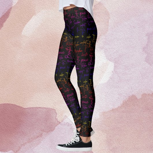 Leggings Rainbow Zen Coloré Yoga Mots de méditation