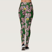 Leggings Rameaux bleus dans le cerisier en fleurs en vert (Dos)