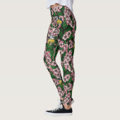 Leggings Rameaux bleus dans le cerisier en fleurs en vert (Gauche)