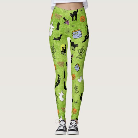 Leggings Random Halloween Motif Vert BG Conception de vacan (Devant)