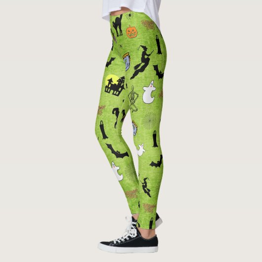Leggings Random Halloween Motif Vert BG Conception de vacan (Gauche)