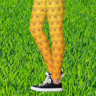 Leggings Raquettes de tennis motif orange jaune sportif