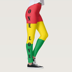 Leggings Rasta colore le motif rouge jaune vert de rayures
