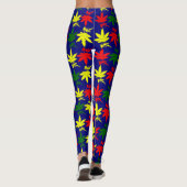 Leggings Rasta Weed Couleurs Feuilles Bleu Tights (Dos)