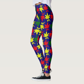 Leggings Rasta Weed Couleurs Feuilles Bleu Tights
