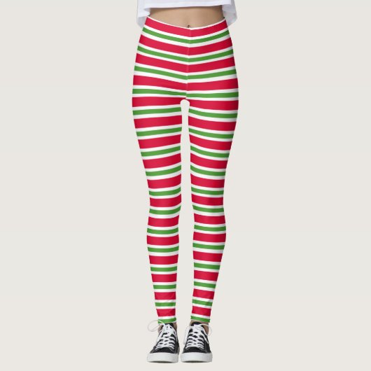 Leggings Rayé de Noël (Devant)