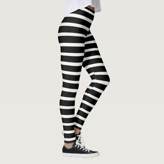 Leggings Rayé horizontal noir et blanc frais (Droite)