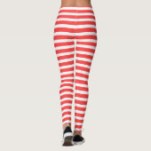 Leggings Rayé horizontal simple rouge rosé et blanc (Dos)