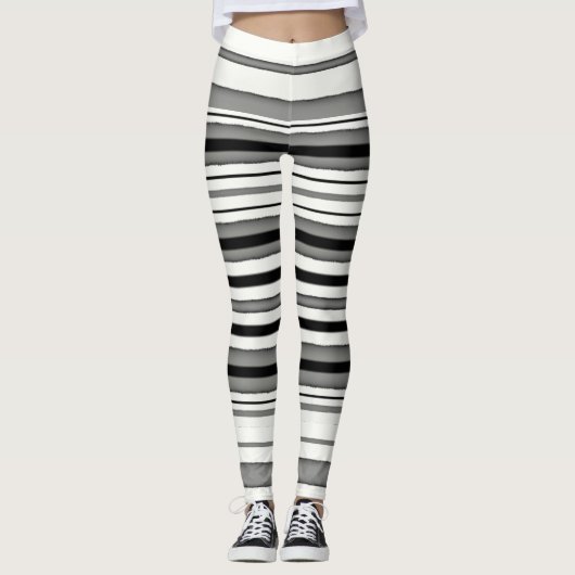 Leggings Rayé noir et blanc (Devant)