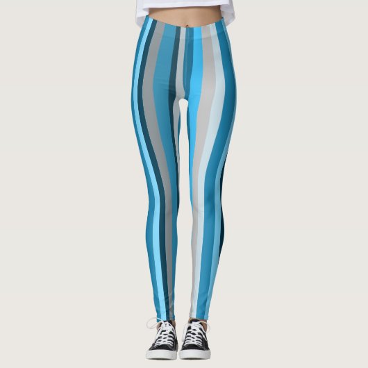 Leggings Rayé vertical bleu marine et beige (Devant)
