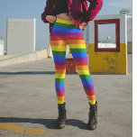 Leggings rayés arc-en-ciel colorés<br><div class="desc">Des leggings arc-en-ciel colorés ajouteront du bonheur à votre garde-robe de fitness. Ce sont des leggings colorés pour courir jour et nuit.</div>