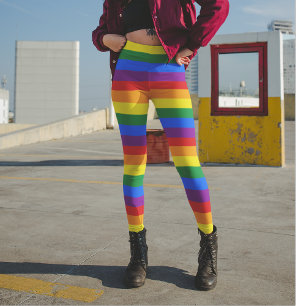 Leggings rayés arc-en-ciel colorés