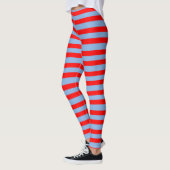 leggings rayés bleu clair et rouge (Gauche)
