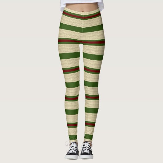 Leggings rayés de Noël festif (Devant)
