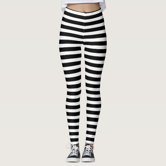 Leggings rayés Noirs Et Blancs (Devant)