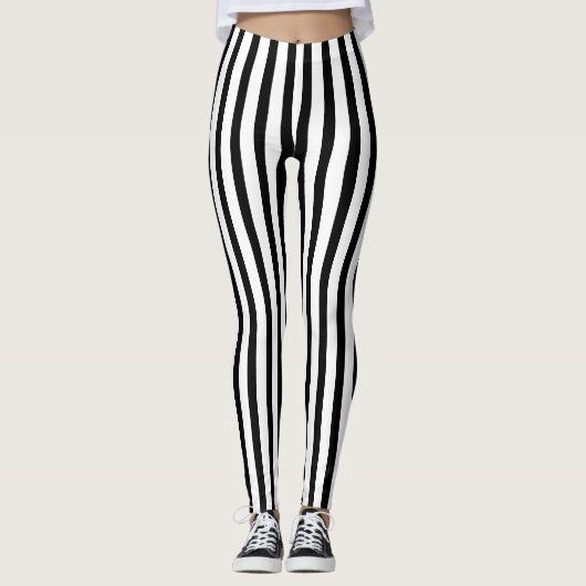 Leggings rayés Noirs Et Blancs (Devant)