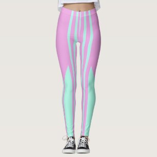 leggings rayés roses et verts