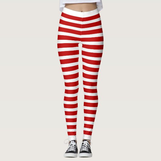 Leggings rayés Rouge Et Blanc (Devant)