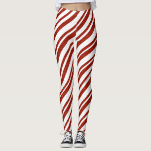 Leggings rayés Sucre de canne rouge et blanc