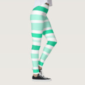 Leggings rayés turquoises et blancs (Droite)