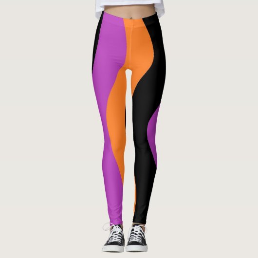 Leggings rayés violet orange et noir  (Devant)