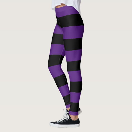 Leggings rayés violets et noirs (Gauche)