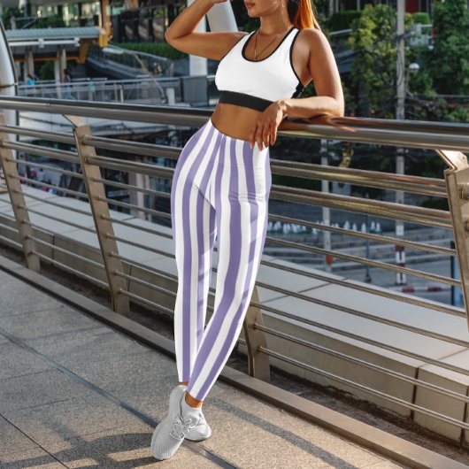 Leggings Rayure blanche et violette