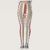 Leggings Rayure Chevron Rouge et Sarcelle (Devant)