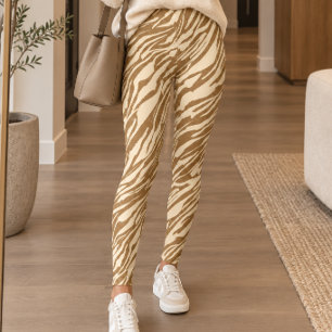 Leggings Rayure de tigre crème marron