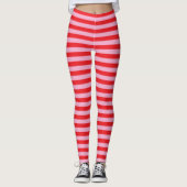 Leggings Rayure Horizontale Rose et Rouge (Devant)
