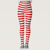 Leggings Rayure Horizontale Rouge Blanc Couleurs DIY (Devant)
