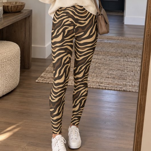 Leggings Rayure Zèbre Marron