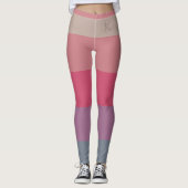 Leggings Rayures, 5 Couleurs Gris Violet Rose Beige, Monogr (Devant)