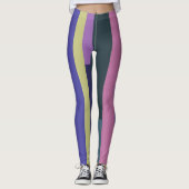 Leggings Rayures Abstraites violettes, roses et gris (Devant)