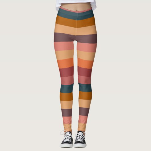 Leggings Rayures Aquarelle Coucher de soleil (Devant)