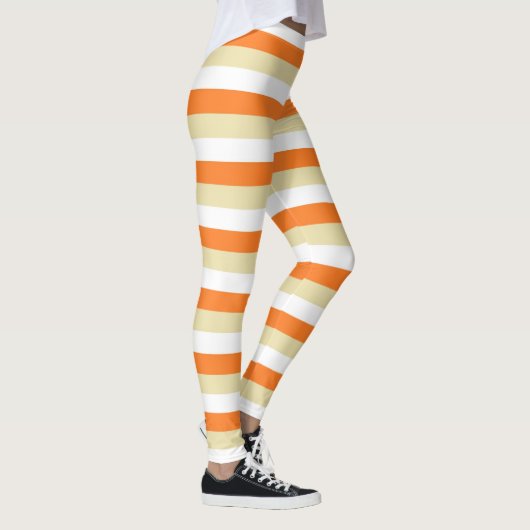 Leggings Rayures beiges, blanches et oranges (Droite)