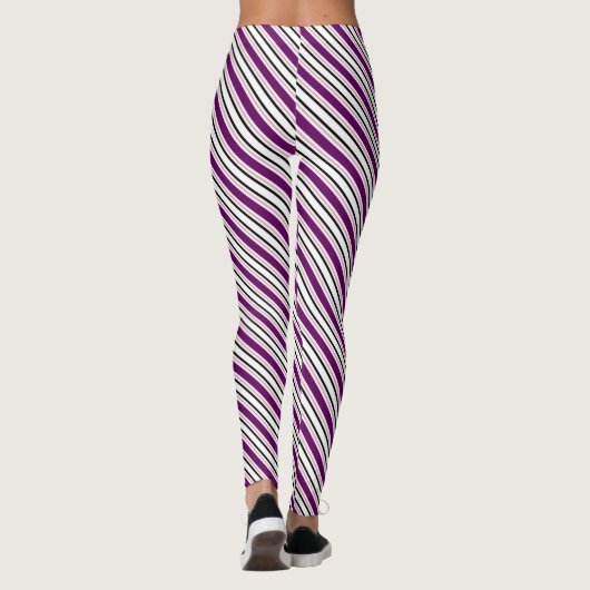 Leggings Rayures blanches violettes modernes (Dos)